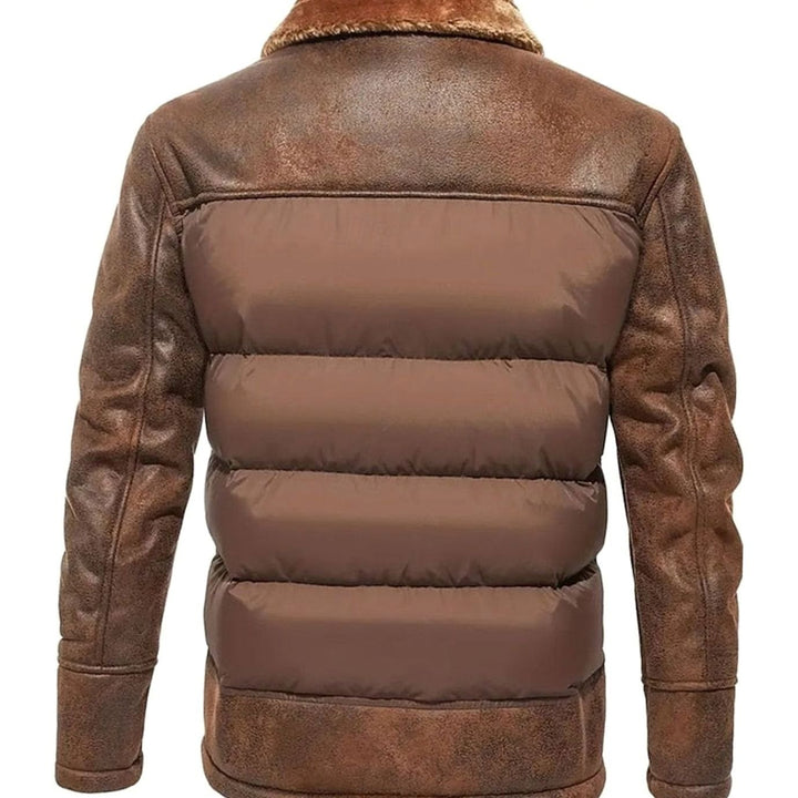 Men's Quilted Jacket Insulated Sherpa-Collar Coated Puffer