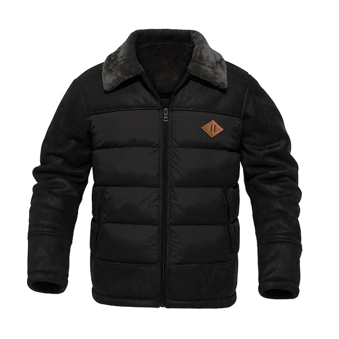 Men's Quilted Jacket Insulated Sherpa-Collar Coated Puffer