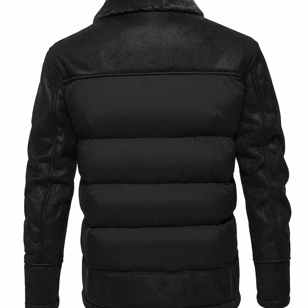 Men's Quilted Jacket Insulated Sherpa-Collar Coated Puffer