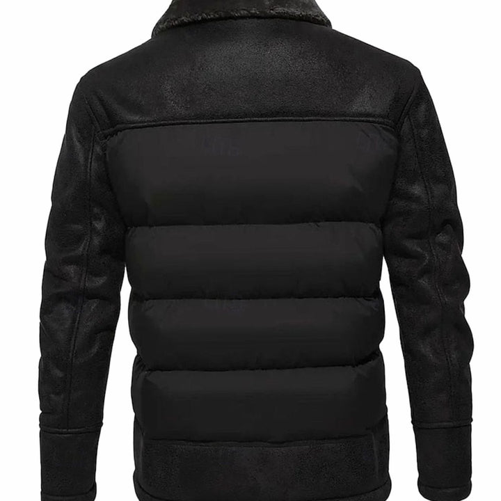 Men's Quilted Jacket Insulated Sherpa-Collar Coated Puffer
