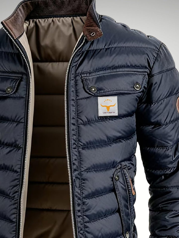 Men's Quilted Jacket Insulated Stand-Collar Puffer Bomber