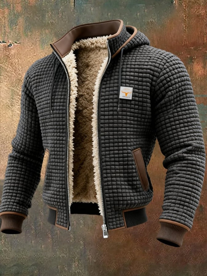 Men's Quilted Jacket Sherpa Lined Hooded Full-Zip Winter Coat