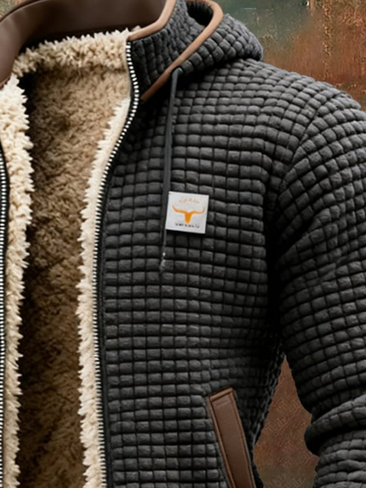 Men's Quilted Jacket Sherpa Lined Hooded Full-Zip Winter Coat