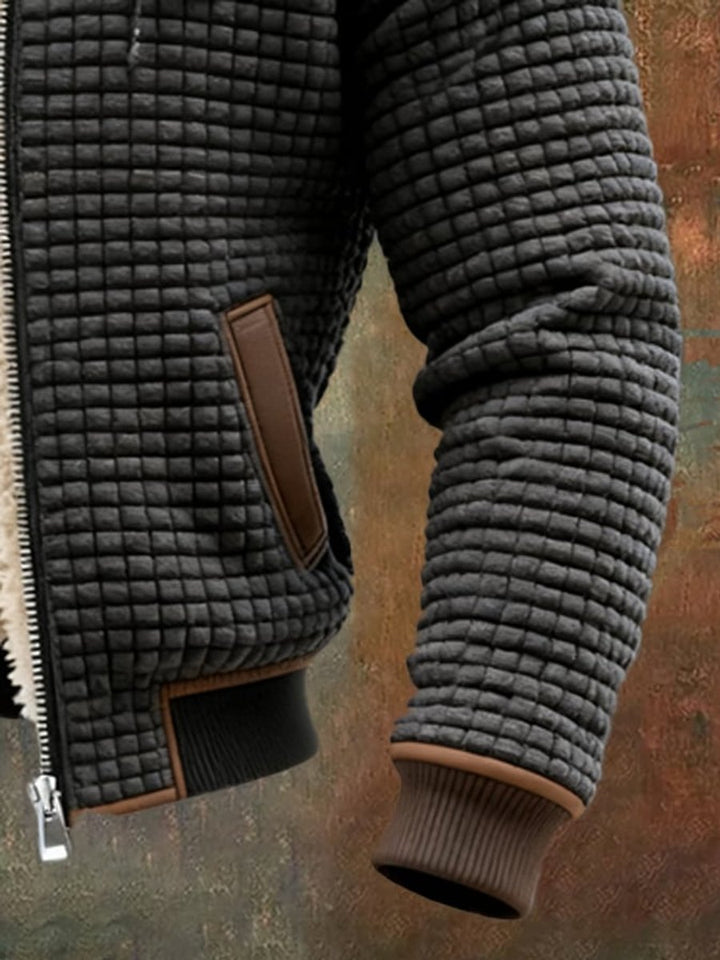 Men's Quilted Jacket Sherpa Lined Hooded Full-Zip Winter Coat