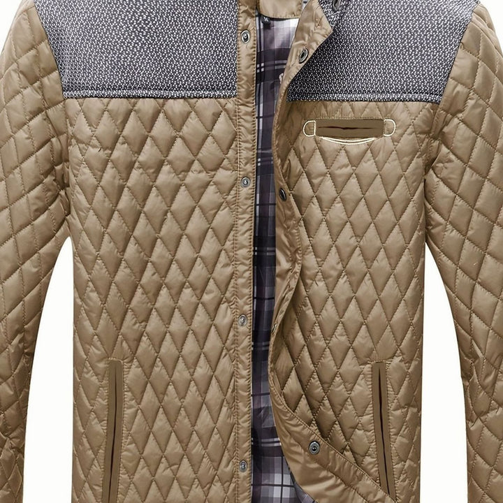 Men's Quilted Stand-Collar Insulated Jacket - Khaki