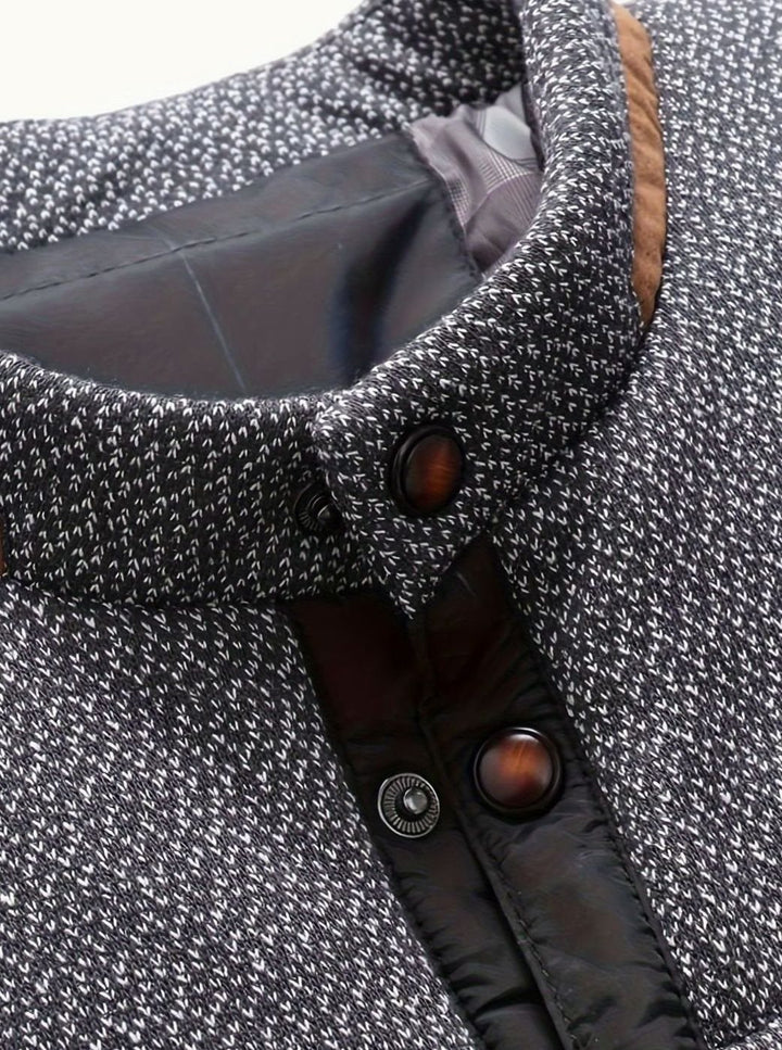Men's Quilted Stand-Collar Snap-Front Insulated Jacket