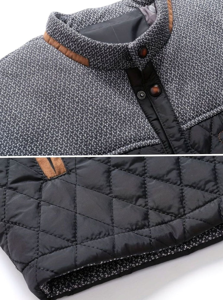 Men's Quilted Stand-Collar Snap-Front Insulated Jacket