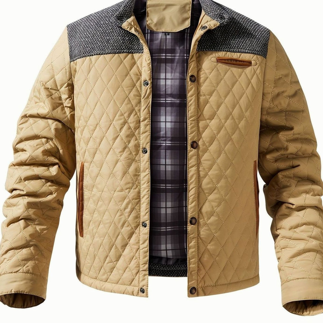 Men's Quilted Stand-Collar Snap-Front Insulated Jacket - Ginger