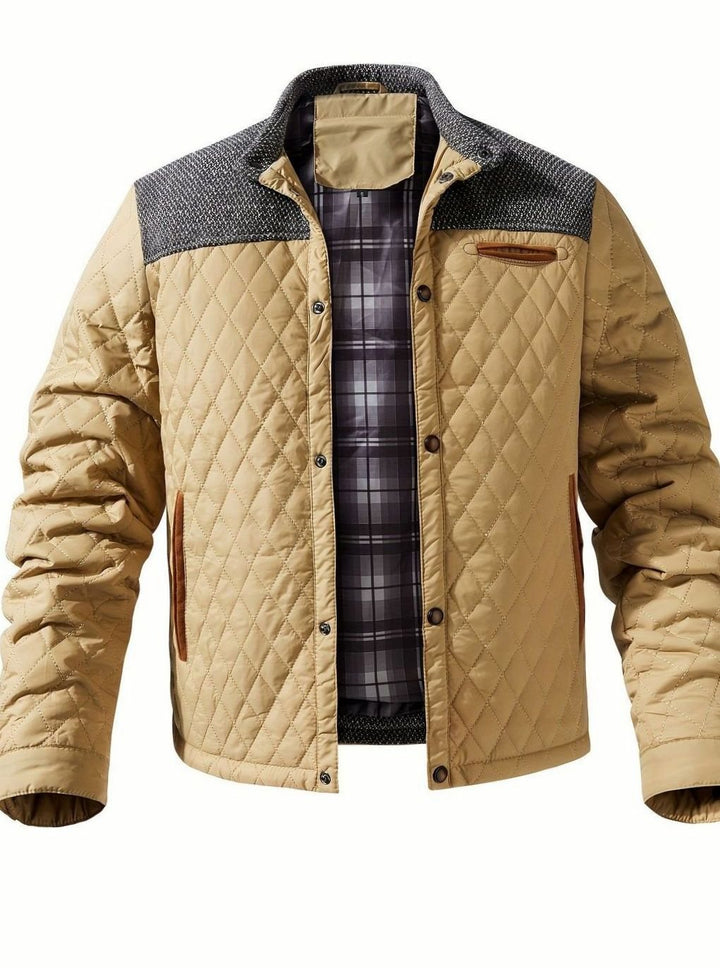 Men's Quilted Stand-Collar Snap-Front Insulated Jacket