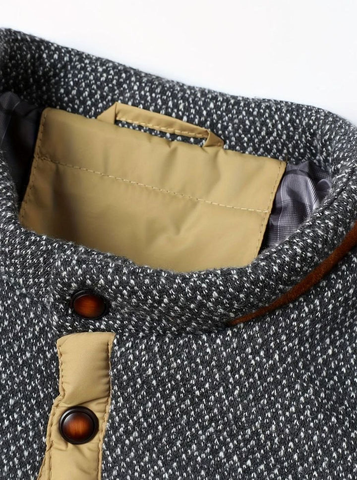 Men's Quilted Stand-Collar Snap-Front Insulated Jacket
