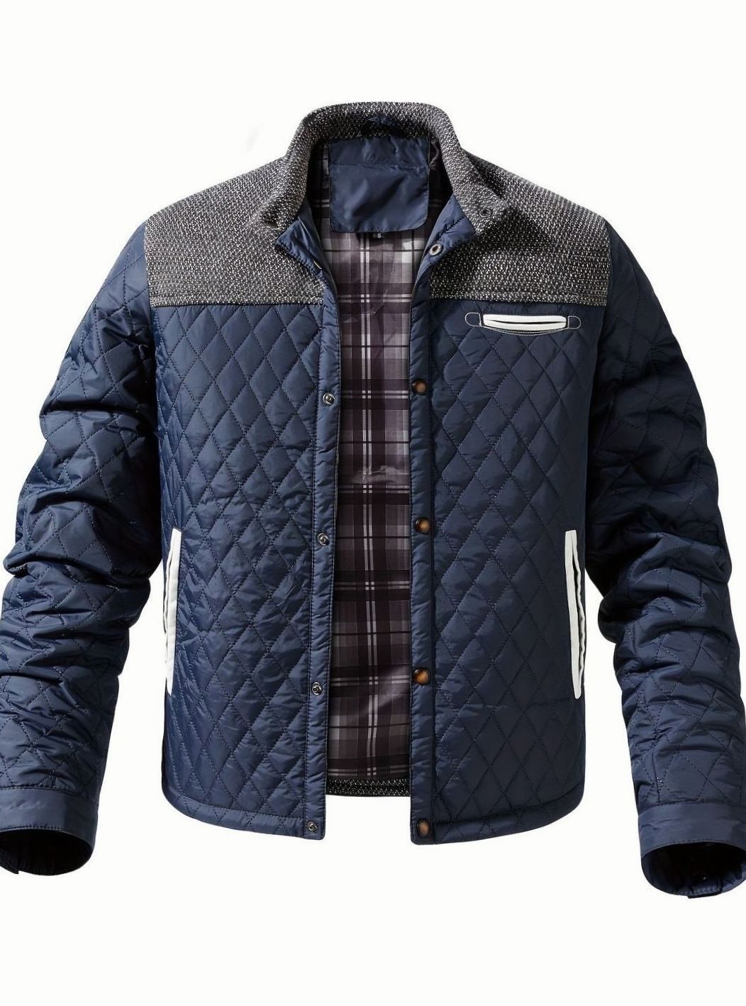 Men's Quilted Stand-Collar Snap-Front Insulated Jacket