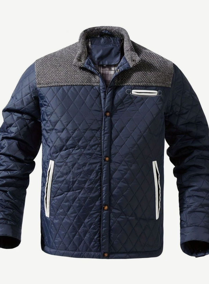 Men's Quilted Stand-Collar Snap-Front Insulated Jacket