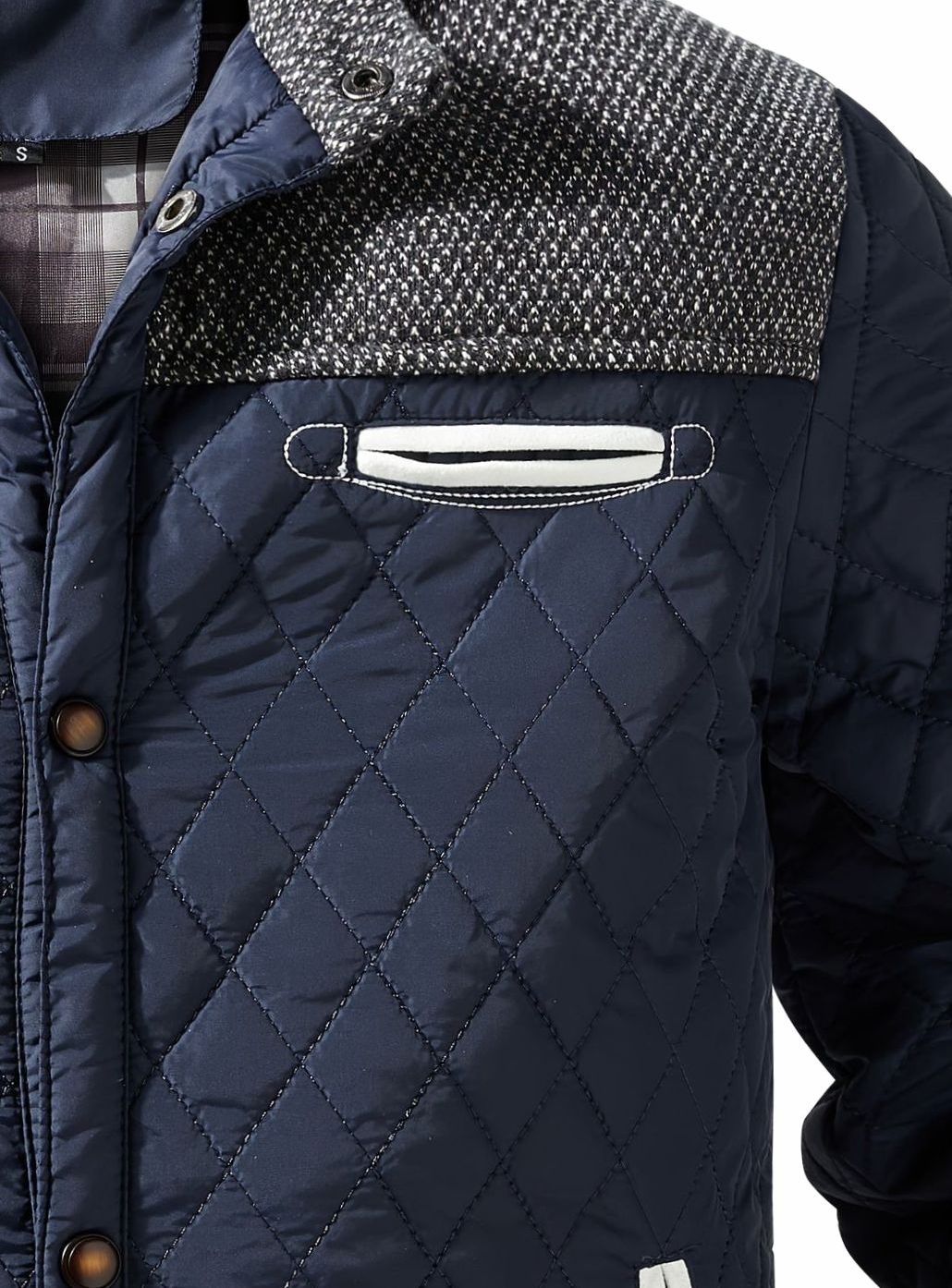 Men's Quilted Stand-Collar Snap-Front Insulated Jacket