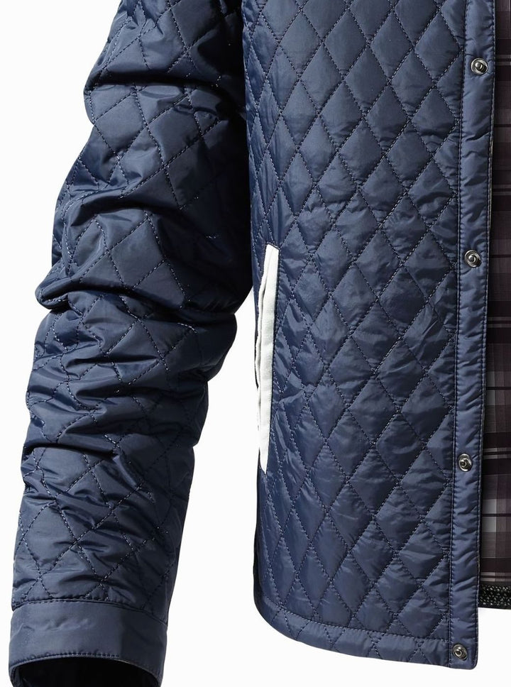 Men's Quilted Stand-Collar Snap-Front Insulated Jacket