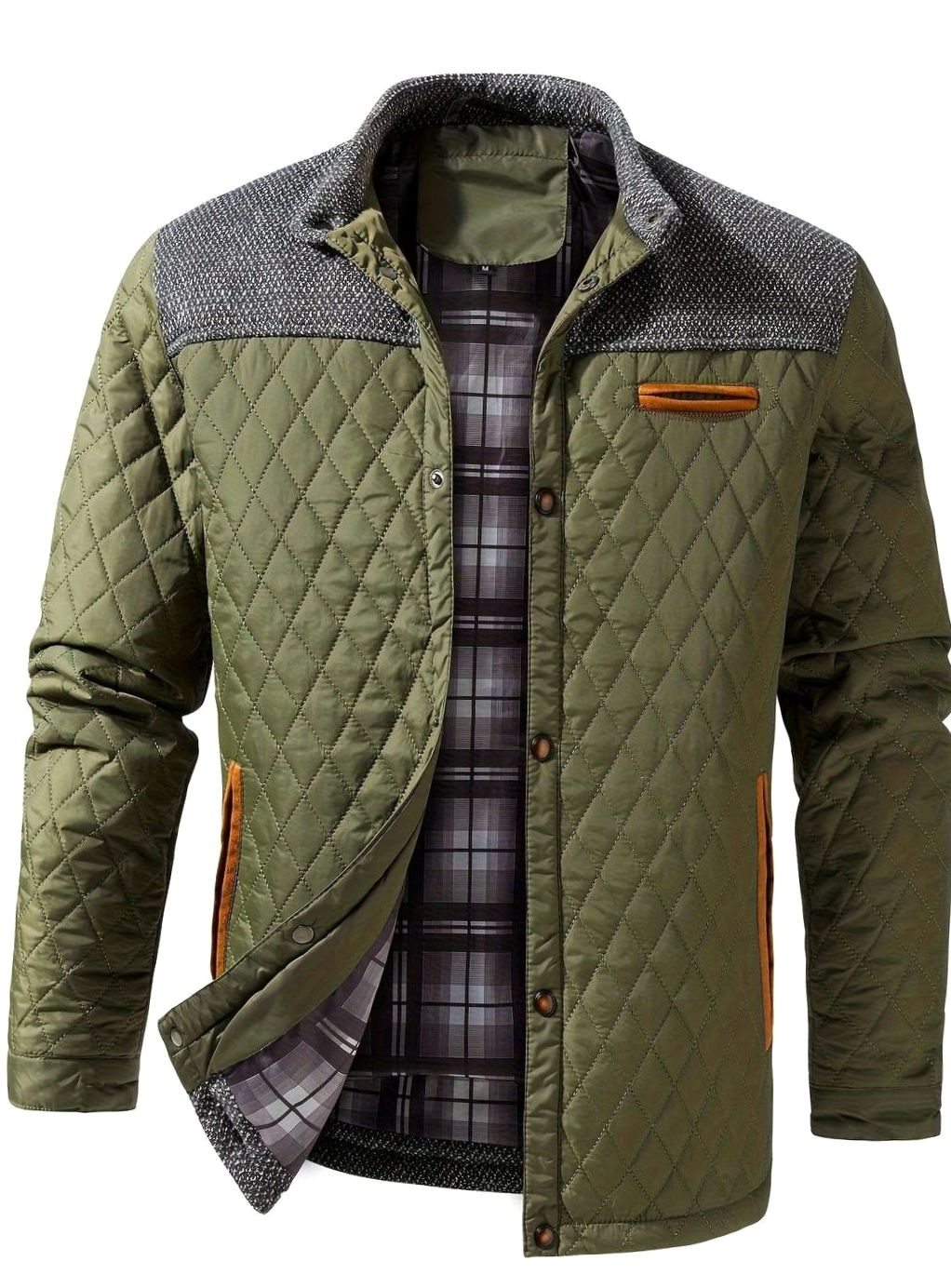 Men's Quilted Stand-Collar Snap-Front Insulated Jacket