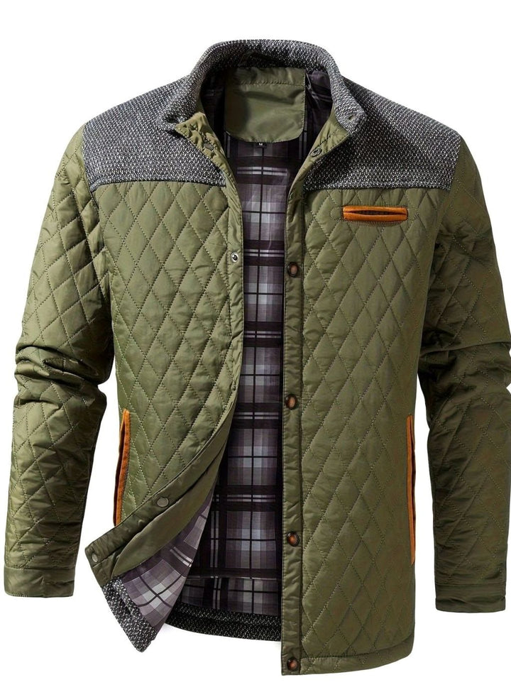 Men's Quilted Stand-Collar Snap-Front Insulated Jacket