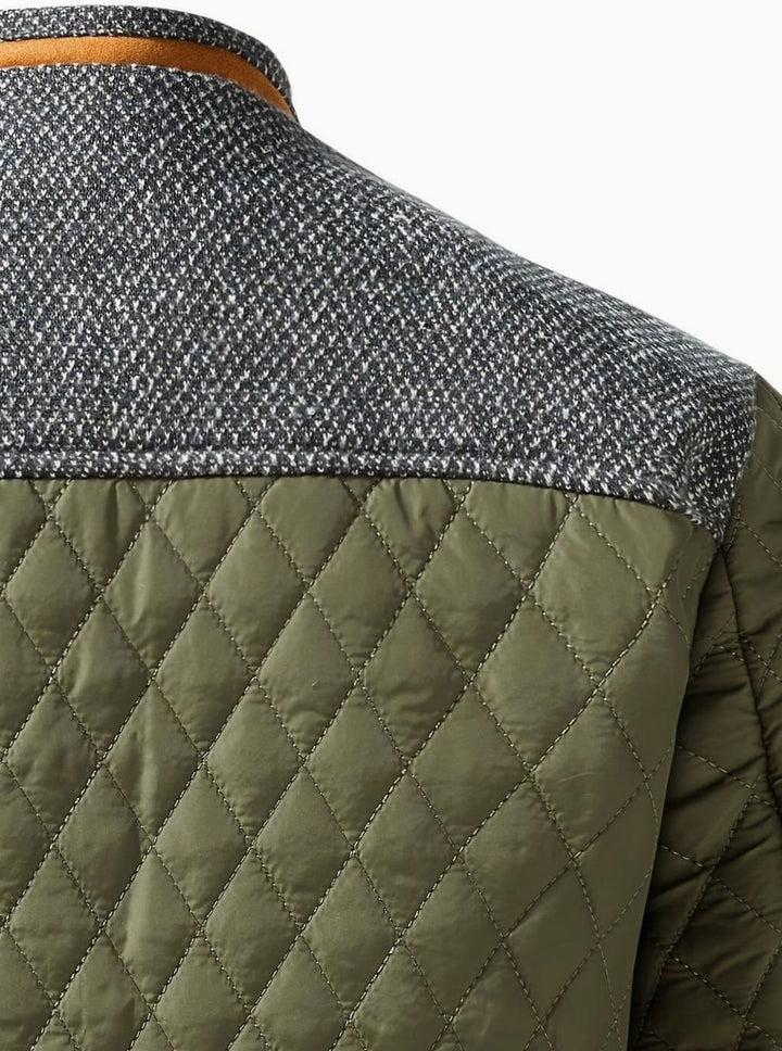 Men's Quilted Stand-Collar Snap-Front Insulated Jacket