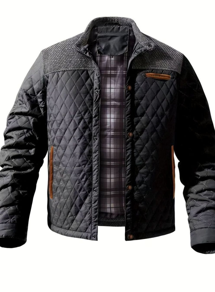 Men's Quilted Stand-Collar Snap-Front Insulated Jacket