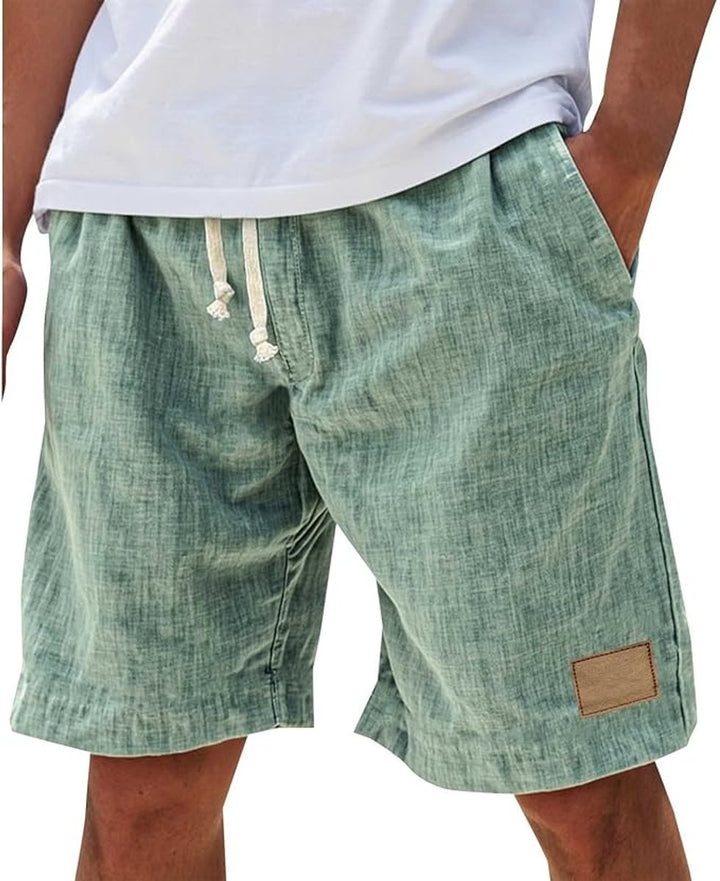 Men's Relaxed-Fit Drawstring Linen Casual Summer Shorts - Mint Green
