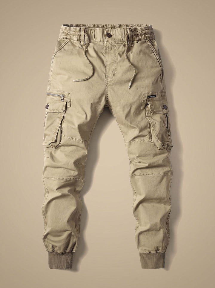 Men's Relaxed-Fit Elastic-Waist Cargo Jogger Pants - Khaki