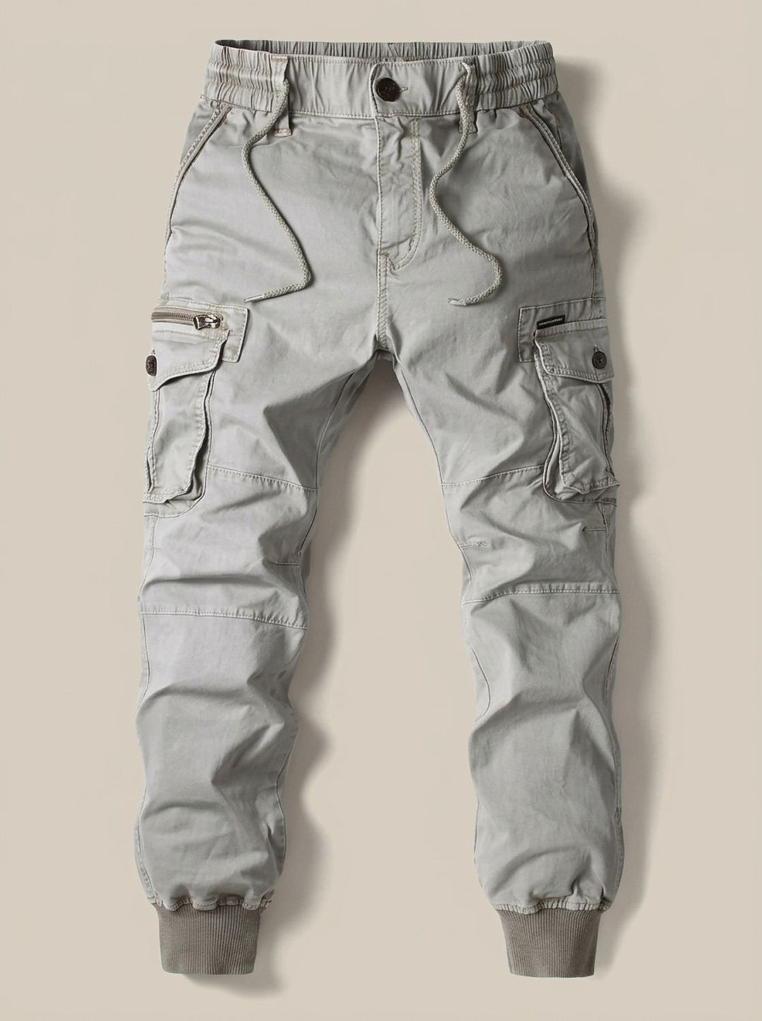 Men's Relaxed-Fit Elastic-Waist Cargo Jogger Pants - Gray
