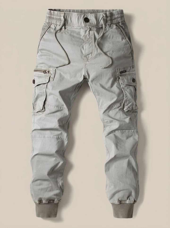 Men's Relaxed-Fit Elastic-Waist Cargo Jogger Pants - Gray
