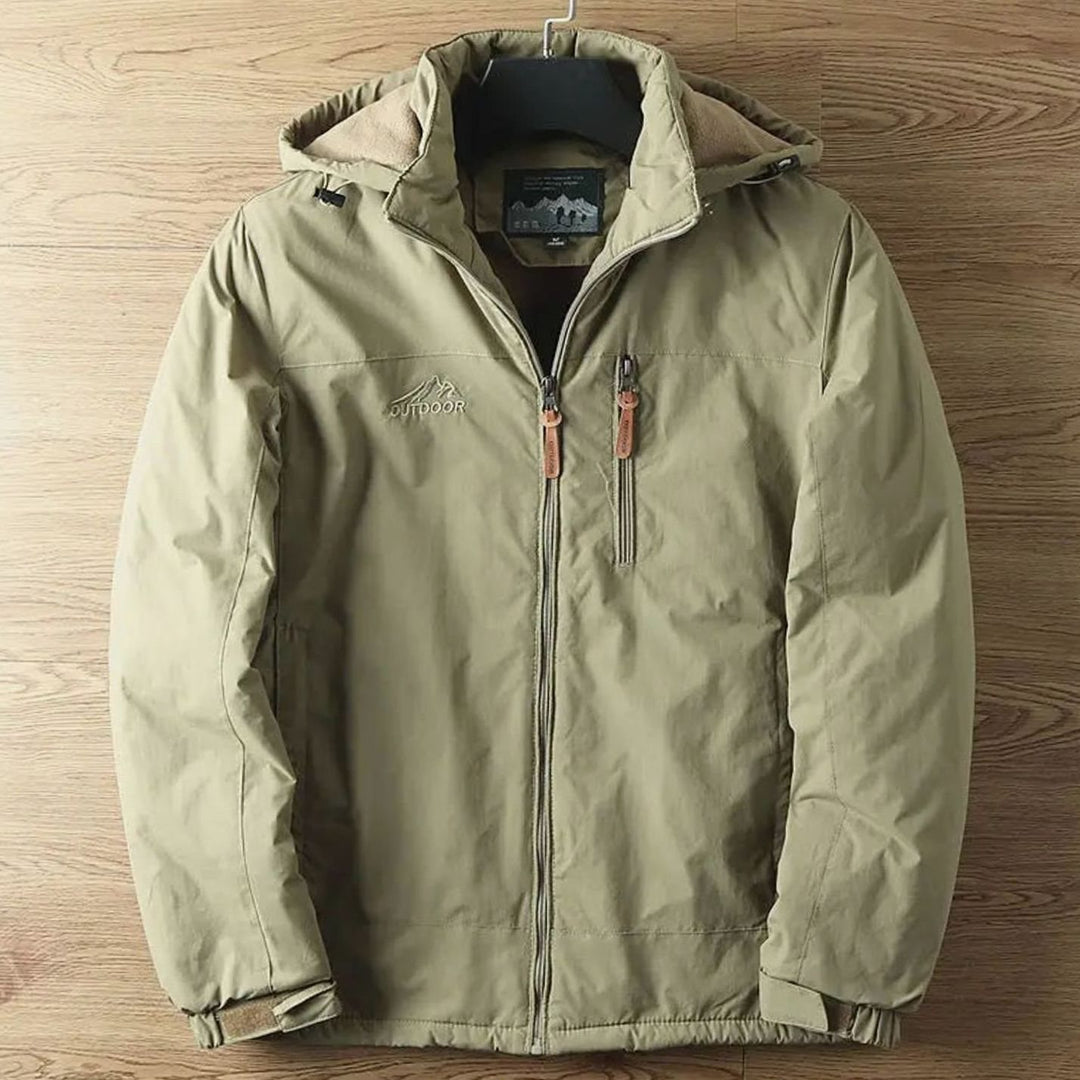 Men's Relaxed-Fit Hooded Zip-Front Outdoor Jacket - Khaki