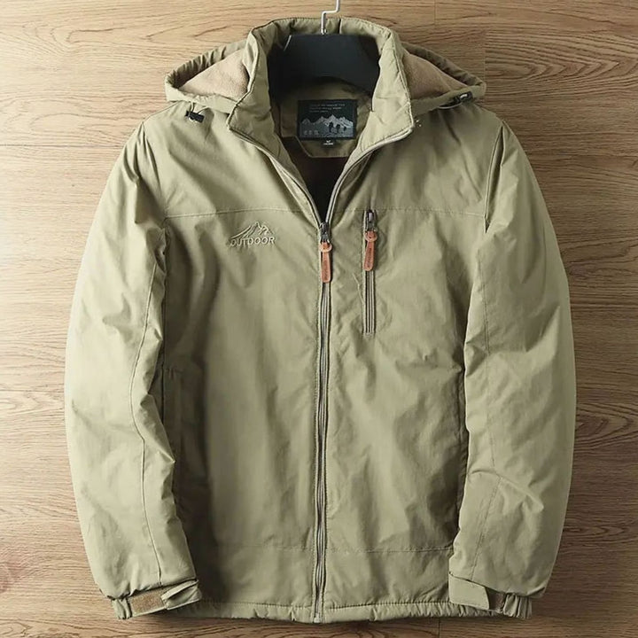 Men's Relaxed-Fit Hooded Zip-Front Outdoor Jacket - Khaki