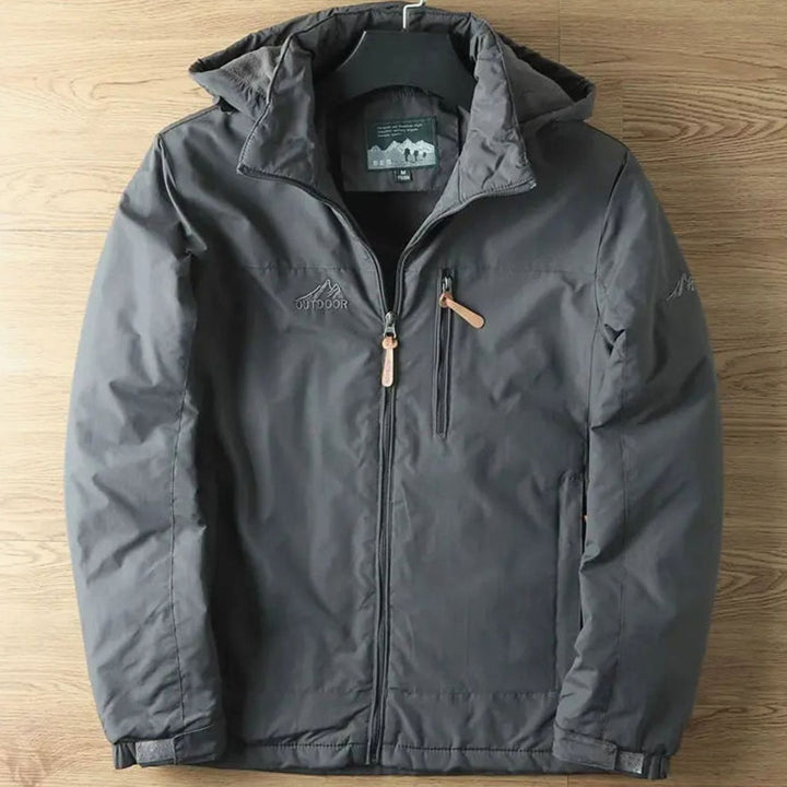 Men's Relaxed-Fit Hooded Zip-Front Outdoor Jacket - Gray