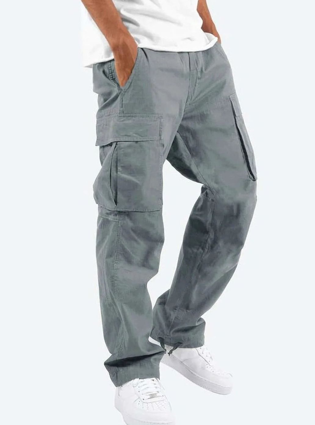Men's Relaxed Fit Multi-Pocket Cargo Pants - Gray