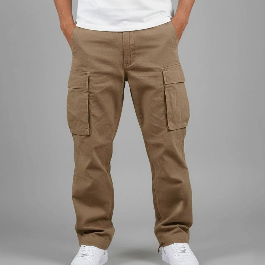 Men's Relaxed Fit Multi-Pocket Cargo Pants Streetwear - Brown