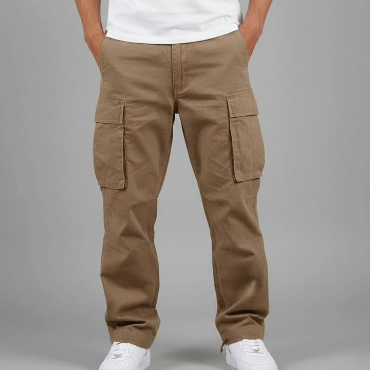 Men's Relaxed Fit Multi-Pocket Cargo Pants Streetwear - Brown