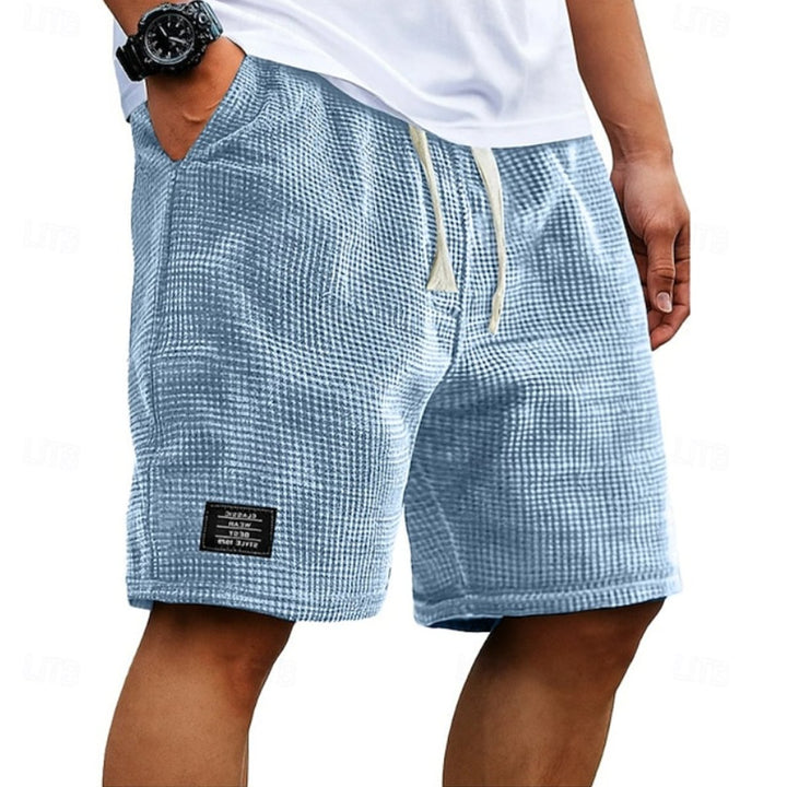 Men's Relaxed-Fit Waffle-Knit Drawstring Casual Shorts - Blue