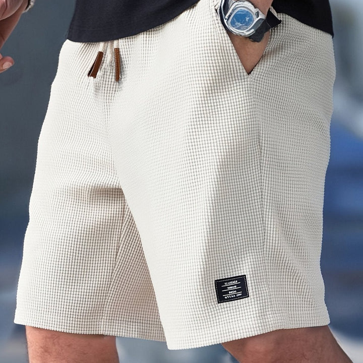 Men's Relaxed-Fit Waffle-Knit Drawstring Shorts - White