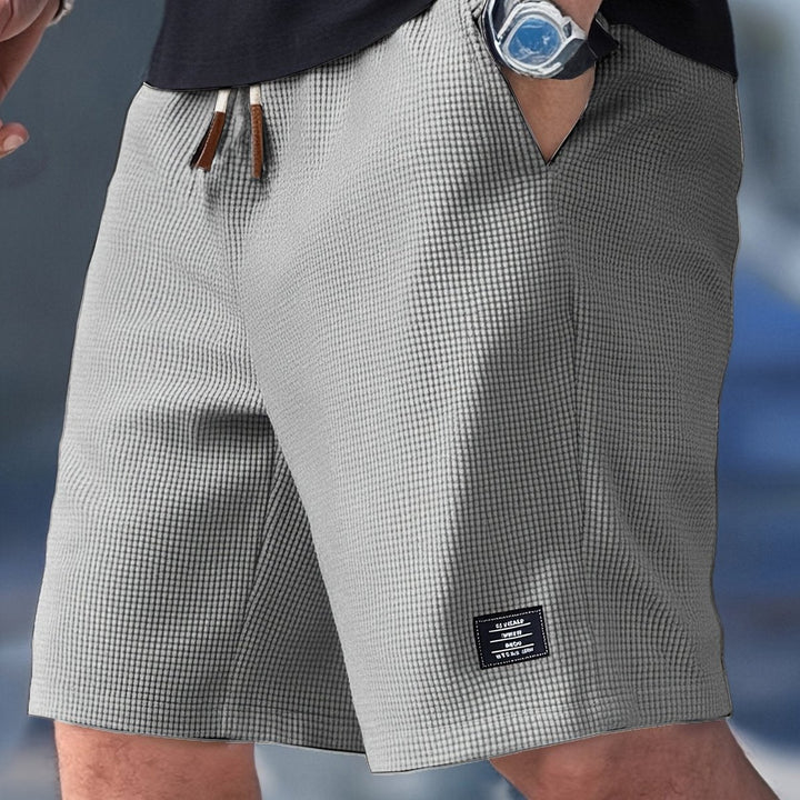 Men's Relaxed-Fit Waffle-Knit Drawstring Shorts - Gray