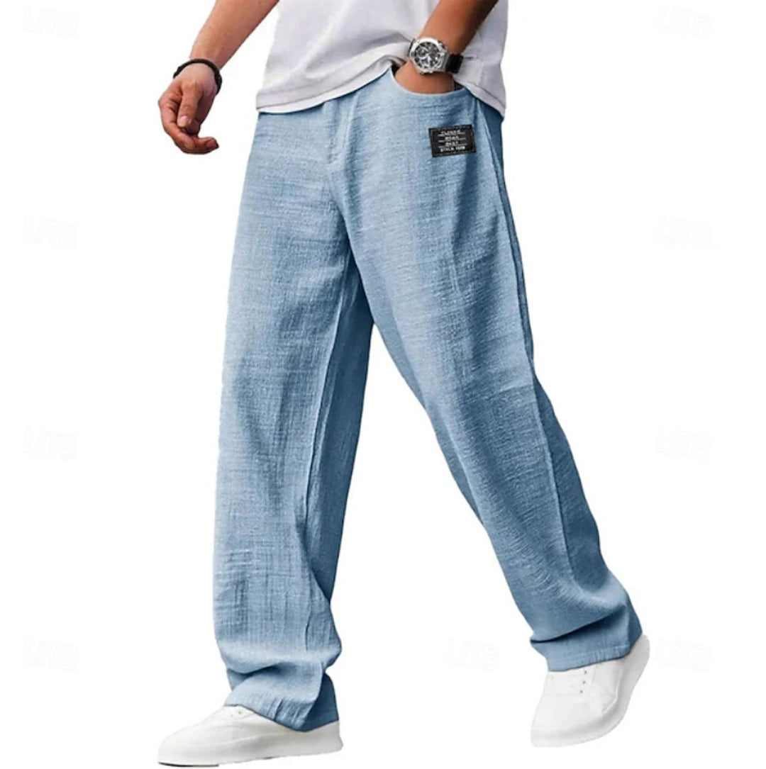 Men's Relaxed-Fit Wide-Leg Lightweight Casual Pants - Blue