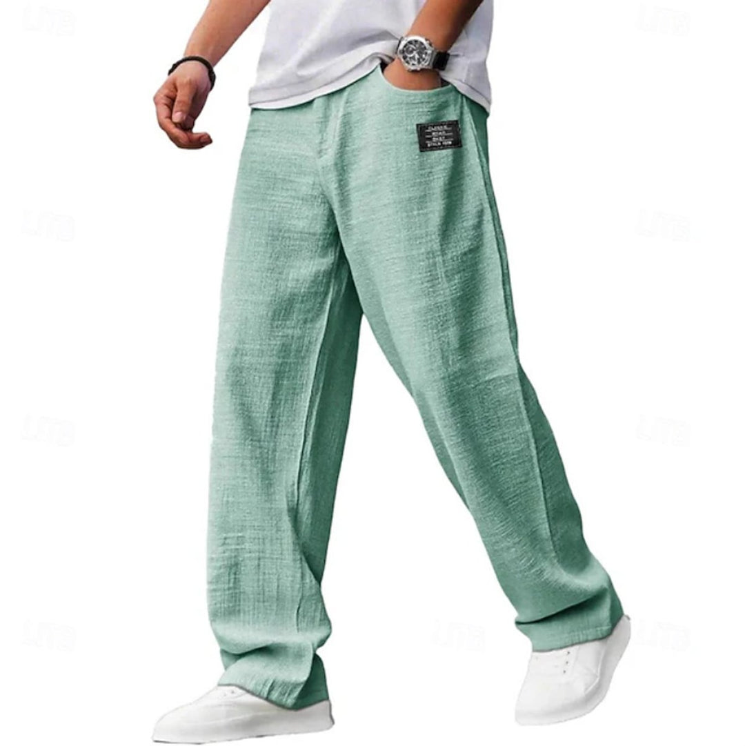Men's Relaxed-Fit Wide-Leg Lightweight Casual Pants - Green
