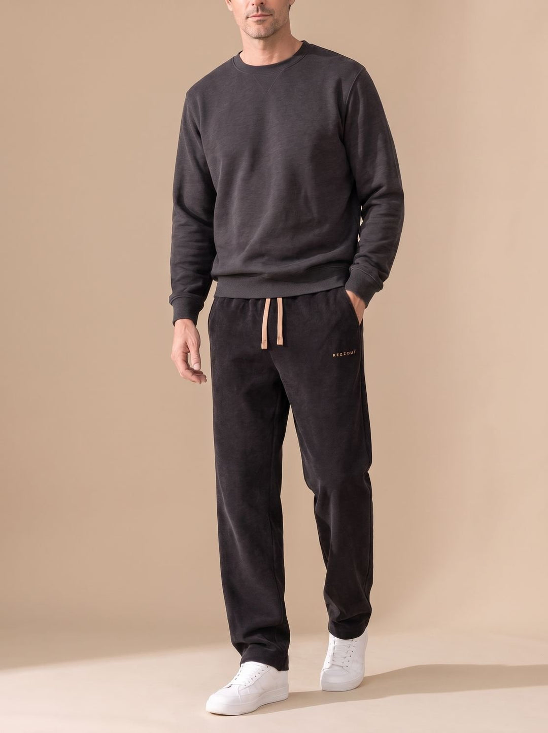 Men's Relaxed Straight-Leg Corduroy Drawstring Pants - Gray