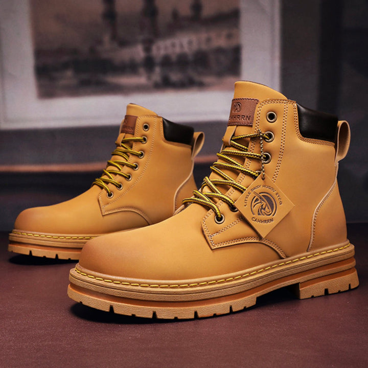Men's Rugged Lace-Up Ankle Hiking Boots - Khaki