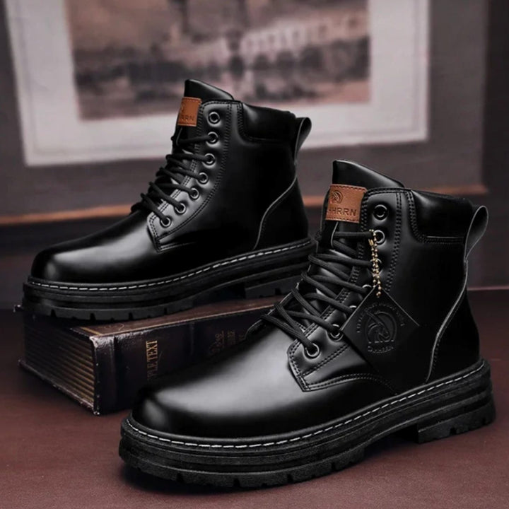 Men's Rugged Lace-Up Ankle Hiking Boots - Black