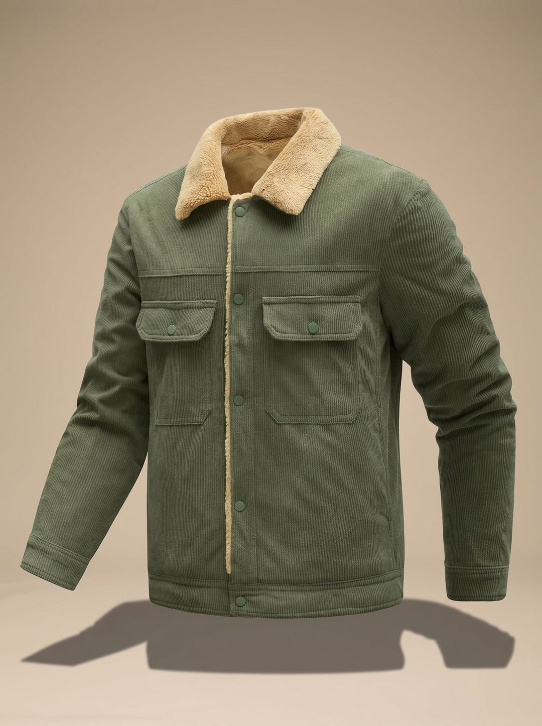 Men's Sherpa-Lined Corduroy Button-Front Jacket Fleece Collar