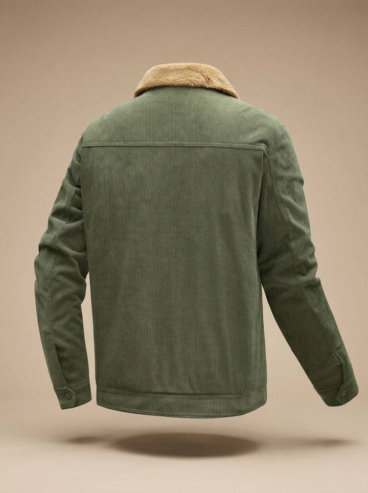 Men's Sherpa-Lined Corduroy Button-Front Jacket Fleece Collar