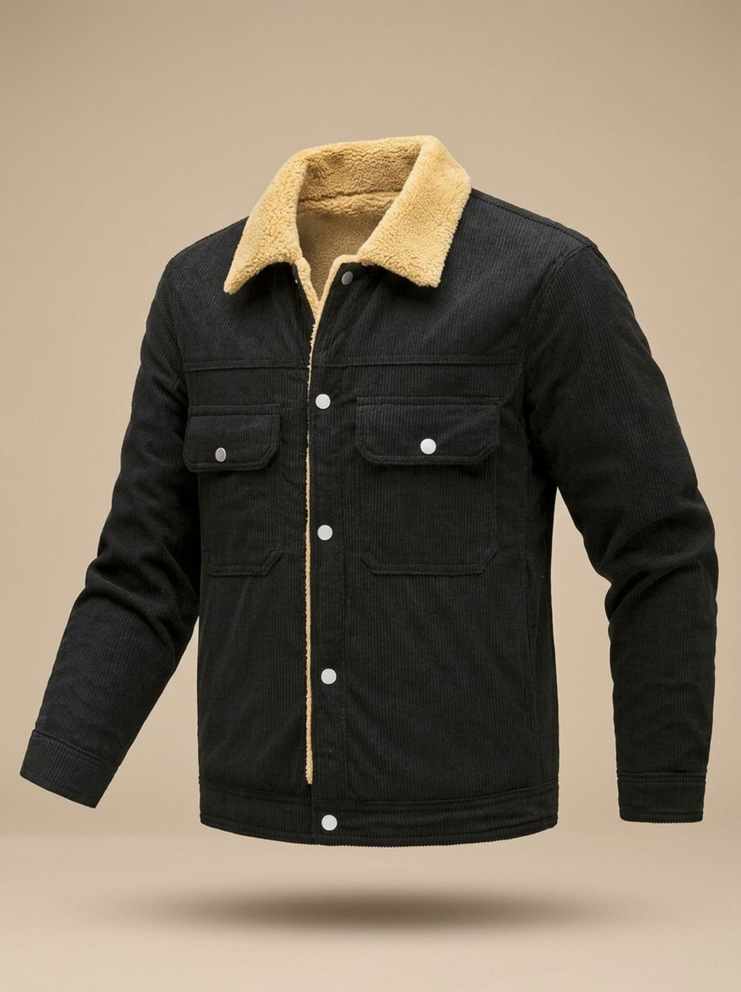 Men's Sherpa-Lined Corduroy Button-Front Jacket Fleece Collar