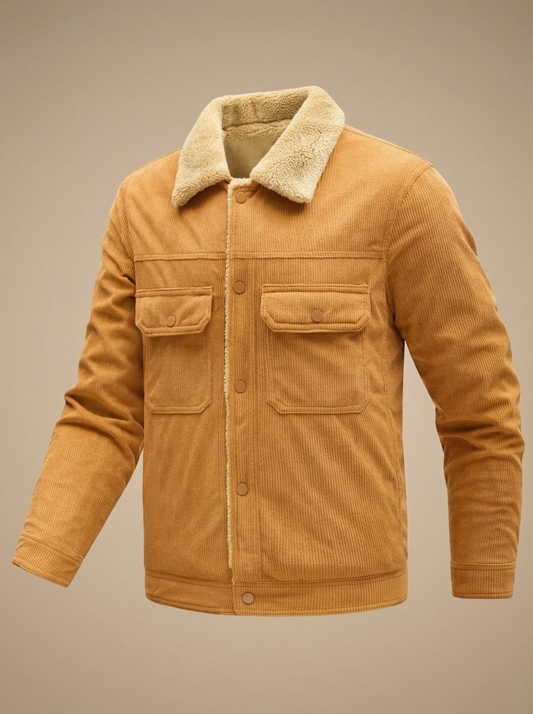Men's Sherpa-Lined Corduroy Button-Front Jacket Fleece Collar