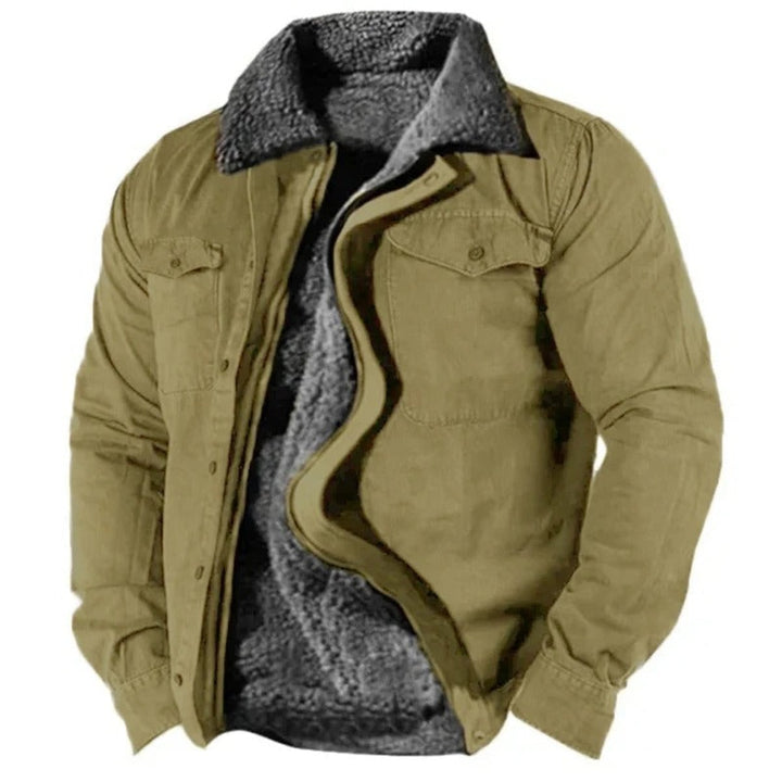 Men's Sherpa-Lined Fleece Western Snap-Button Jacket Sweater Women Love Too - Green