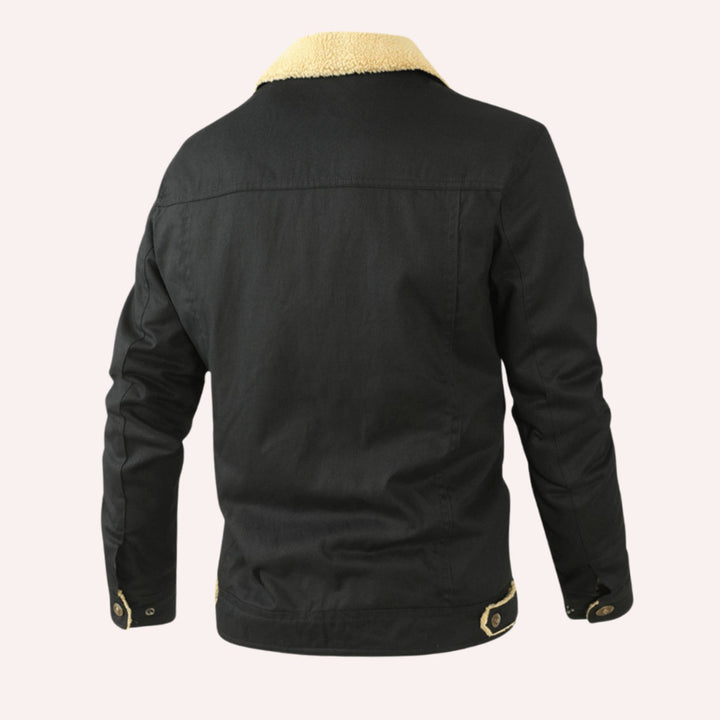 Men's Sherpa-Lined Fleece Winter Jacket Multi-Pocket