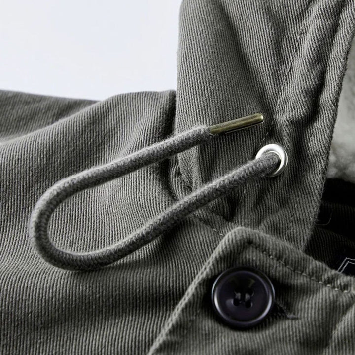 Men's Sherpa-Lined Hooded Button-Front Winter Coat