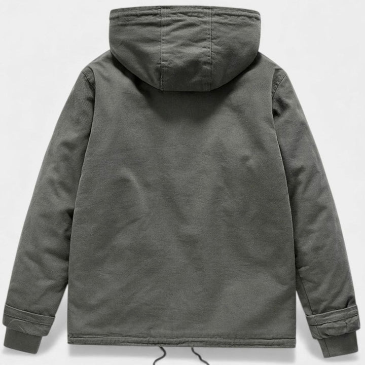 Men's Sherpa-Lined Hooded Button-Front Winter Coat