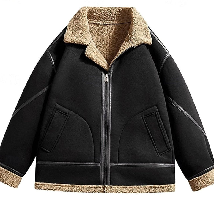 Men's Sherpa-Lined Suede Aviator Bomber Jacket