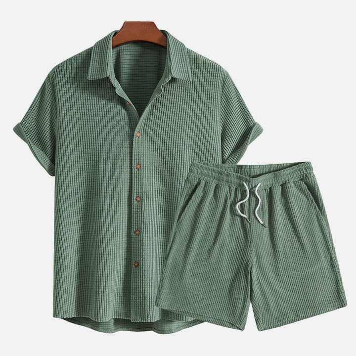 Edward | Men's Two Piece Casual Shirt Shorts Set